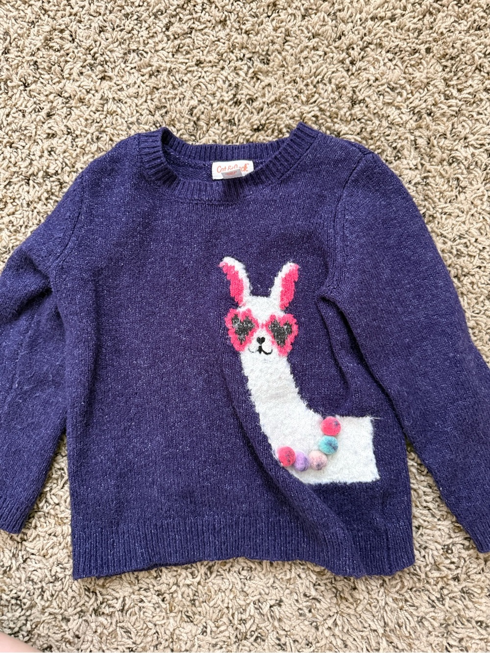 Cat & Jack Purple Llama Sweater with Pink Accents